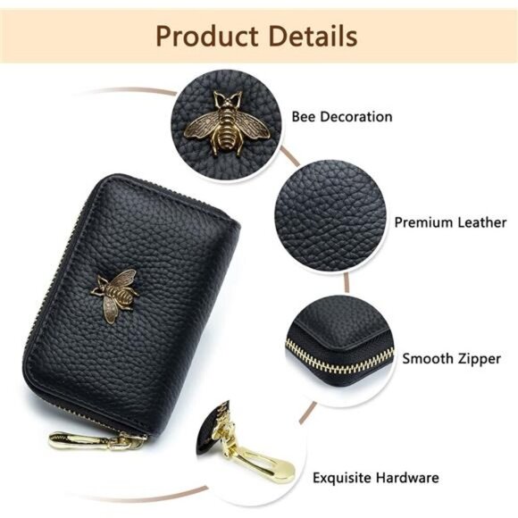 imeetu RFID Leather Card Holder Small Zipper Wallet for Women with Coin Pocket - Picture 5 of 7